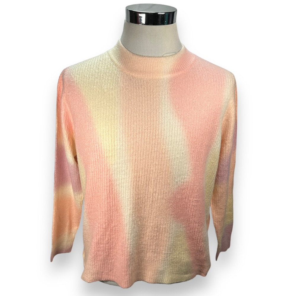 By Anthropologie Sweater Womens Small Pink Pastel Sorbet Tye Dye Knit Pullover
